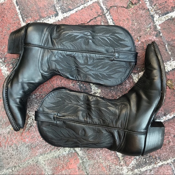 Vintage 90s Black Leather Western Boots by Tony Lama - Size 6M - Picture 6 of 15